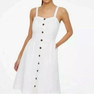 LOFT White Linen Button Dress